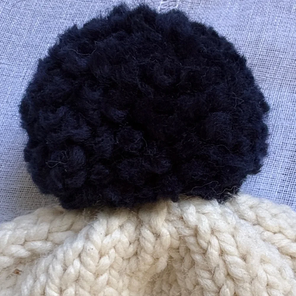 Ardiak Cozy Knit Pom-Pom Beanie for Kids - Navy and Cream